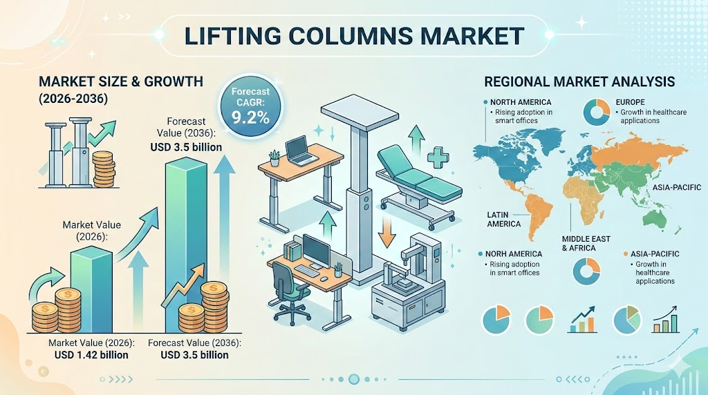 Global Lifting Columns Market Outlook 2025–2036: Smart Automation Fuels 9.2% CAGR Growth