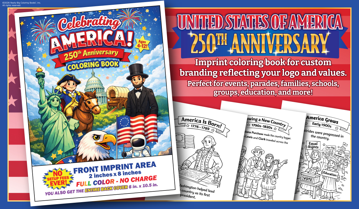 Really Big Coloring Books® debuts America’s 250th Birthday Collection Imprint Coloring Books