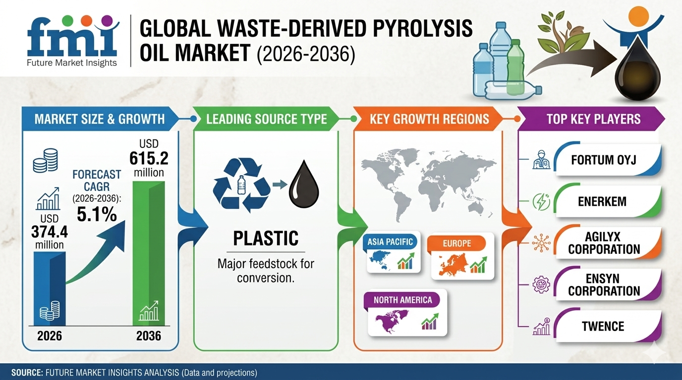 Waste-Derived Pyrolysis Oil Market Outlook: Price Trends, Production Capacity and Demand Forecast (2026–2036)