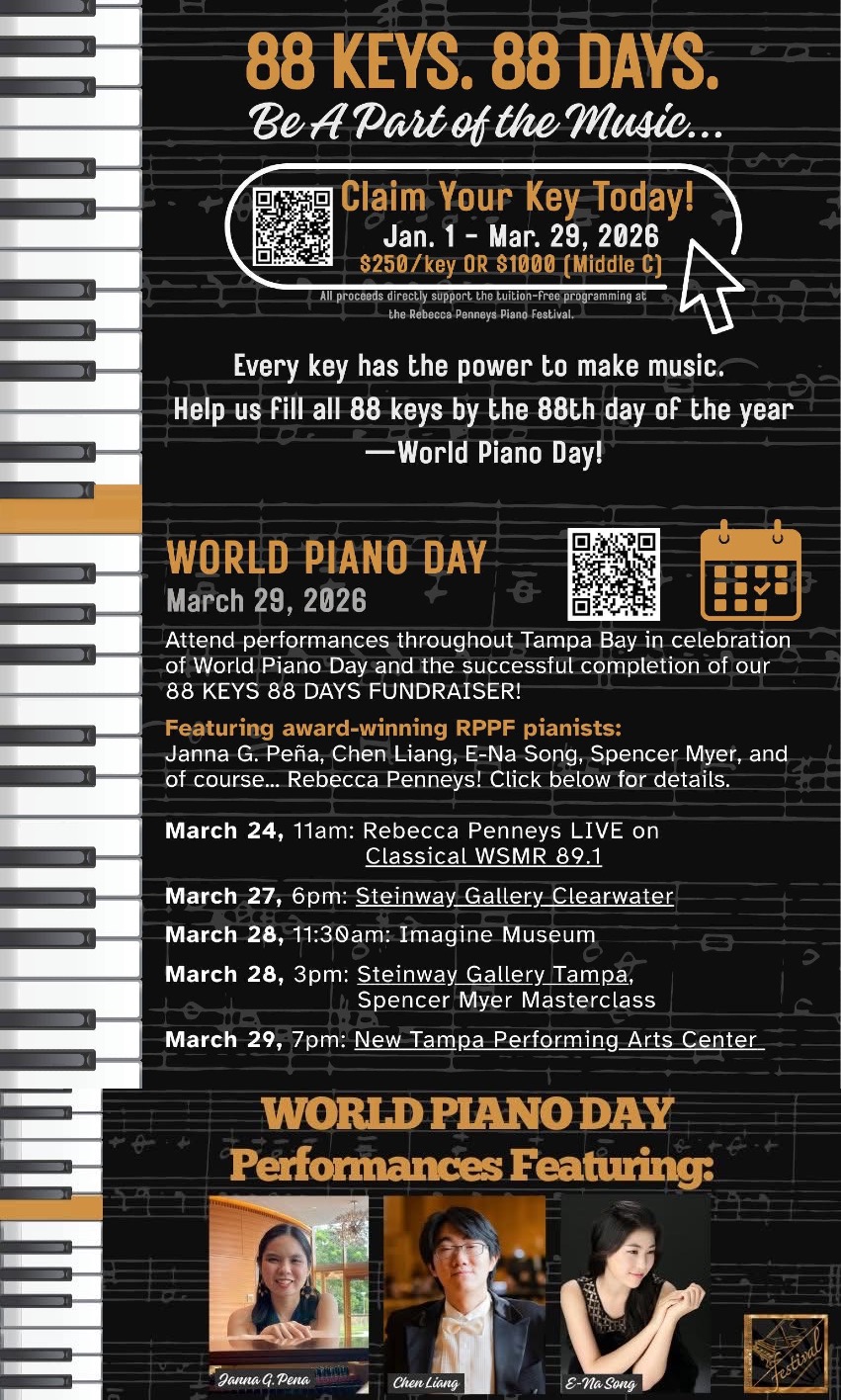 Tampa Bay Joins World Piano Day Celebration with International Pianists in Concert