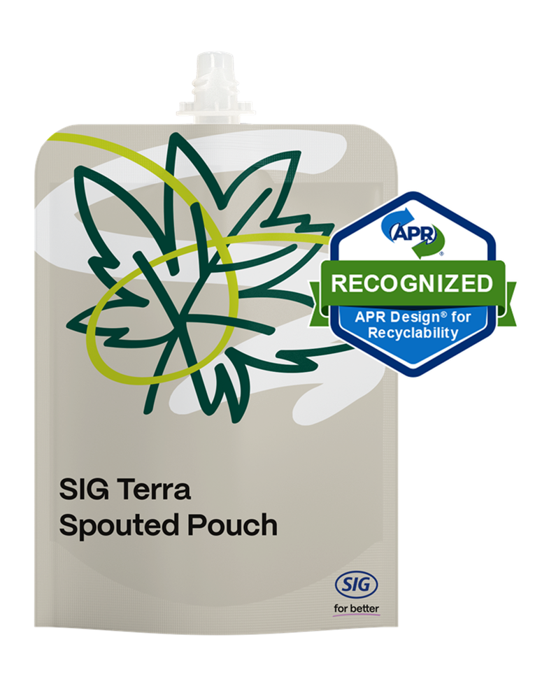 SIG announces APR Design® for Recyclability Recognition for spouted pouch featuring SIG Terra RecShield BD laminate