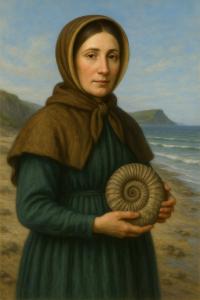 The Association of Applied Paleontological Sciences (AAPS) is strongly advocating for support from the paleontology community and the public at large for a charity fundraiser benefiting the Friends of Lyme Regis Museum Mary Anning holding ammonite