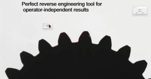 The new advanced VisionGauge® VisionGauge® reverse engineering tool is active tracing the contours of a part