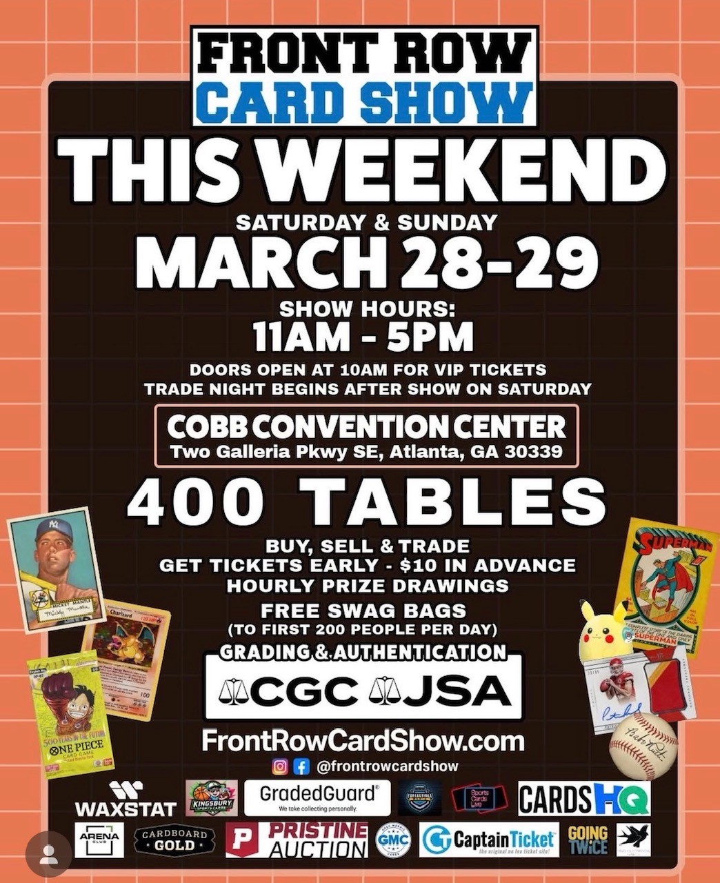 Sports Fans, Collectors to Converge on Atlanta Inaugural Front Row Card Show March 28th-29th