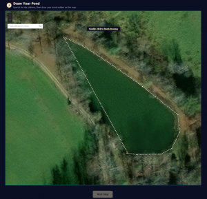 Natural Waterscapes has launched its Pond Soil Analysis Tool, an online resource designed to help property owners, land managers, contractors, engineers, and consultants diagnose water loss, evaluate sealing options, and assess sites before new waterbody construction begins Screenshot of an interactive pond mapping tool showing a pond being mapped on an aerial photograph