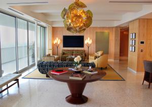 luxurious living room interior with terrazzo floor 
