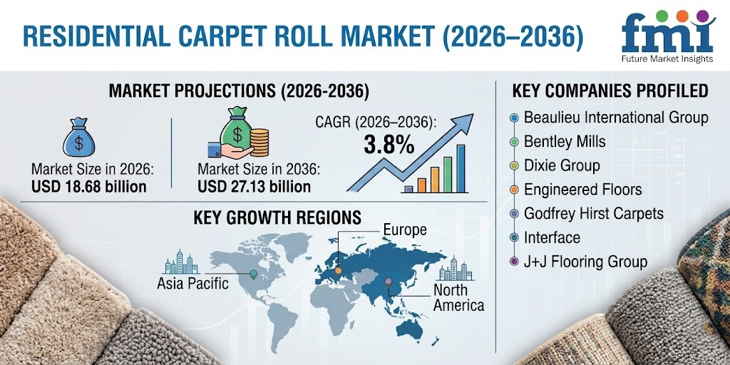 Global Residential Carpet Roll Market to Reach USD 27.13 billion by 2036, Asia Pacific Leads | Mohawk, Shaw, Interface