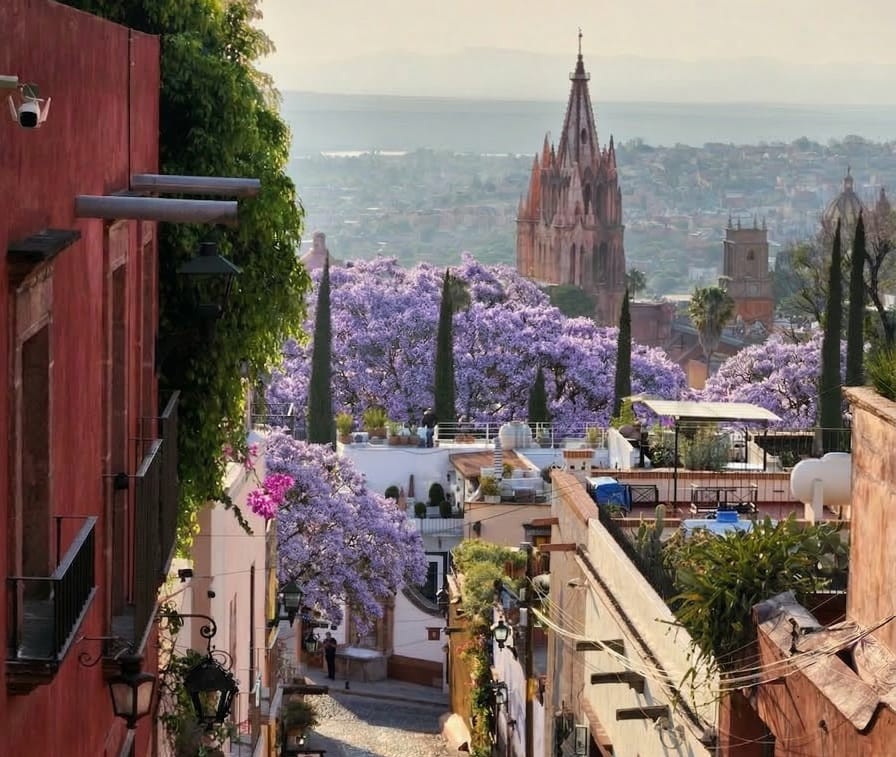 Blooming Jacarandas: Spring at Hotel Matilda, San Miguel de Allende. Mexico