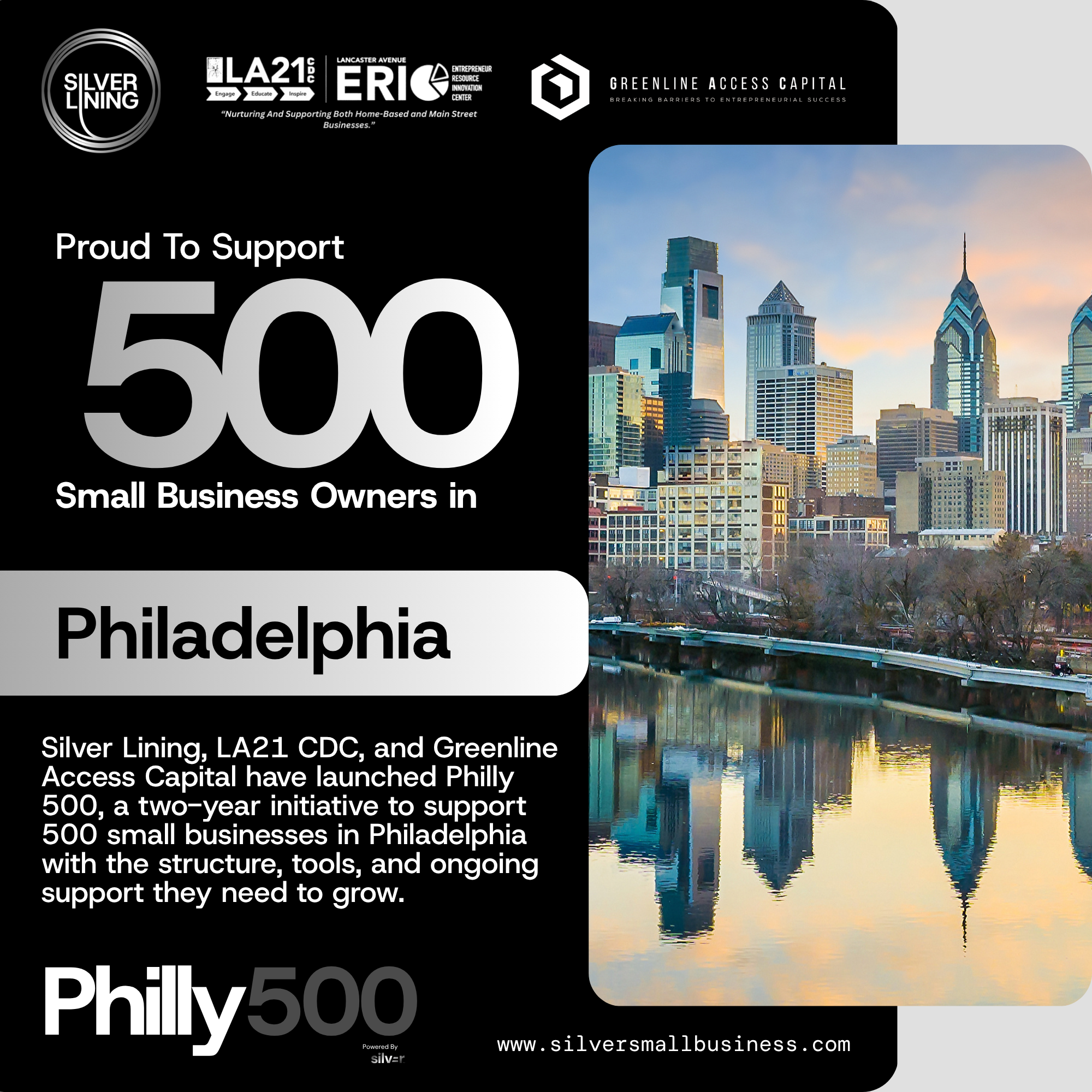 Silver Lining, LA21 CDC, and Greenline Access Capital Launch ‘Philly 500’ to Support Small Businesses in Philadelphia