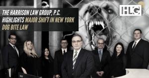 The Harrison Law Group, P.C., a Melville-based personal injury law firm with more than three decades of experience, announces a significant development in New York personal injury law that significantly strengthens the rights of dog bite victims NY personal injury lawyers & vicious dog imagery with press release title: The Harrison Law Group, P.C., Highlights Major Shift in New York Dog Bite Law.