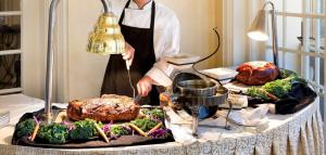 Hand-carved meats are featured at the Easter Galvez Sunday Brunch