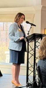 Caitlin Pusateri COO of Greater Rockford Chamber of Commerce Presiding Over the Events at Celebration of Leadership