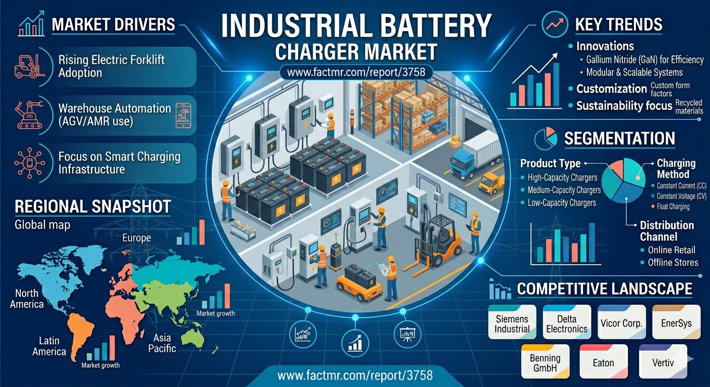 Global Industrial Battery Charger Market Dominated by Asia Pacific as ABB and Delta-Q Expand Smart Charging Systems