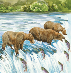 The Adventures of Jolly, Bear Fishing Illustration