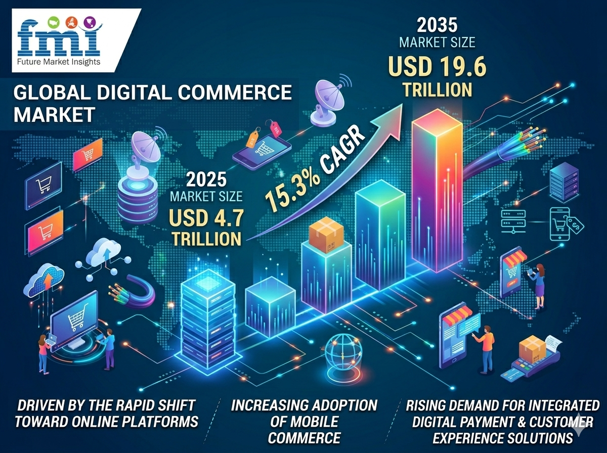 Digital Commerce Market To Hit USD 19.6 Trillion by 2035, Led by Asia-Pacific with Amazon, Alibaba &Shopify DrivenGrowth