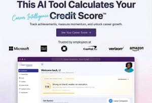 Flyer promoting Career Companion, a professional tool that creates a “credit score for your career” by helping users track wins, feedback, and performance insights.