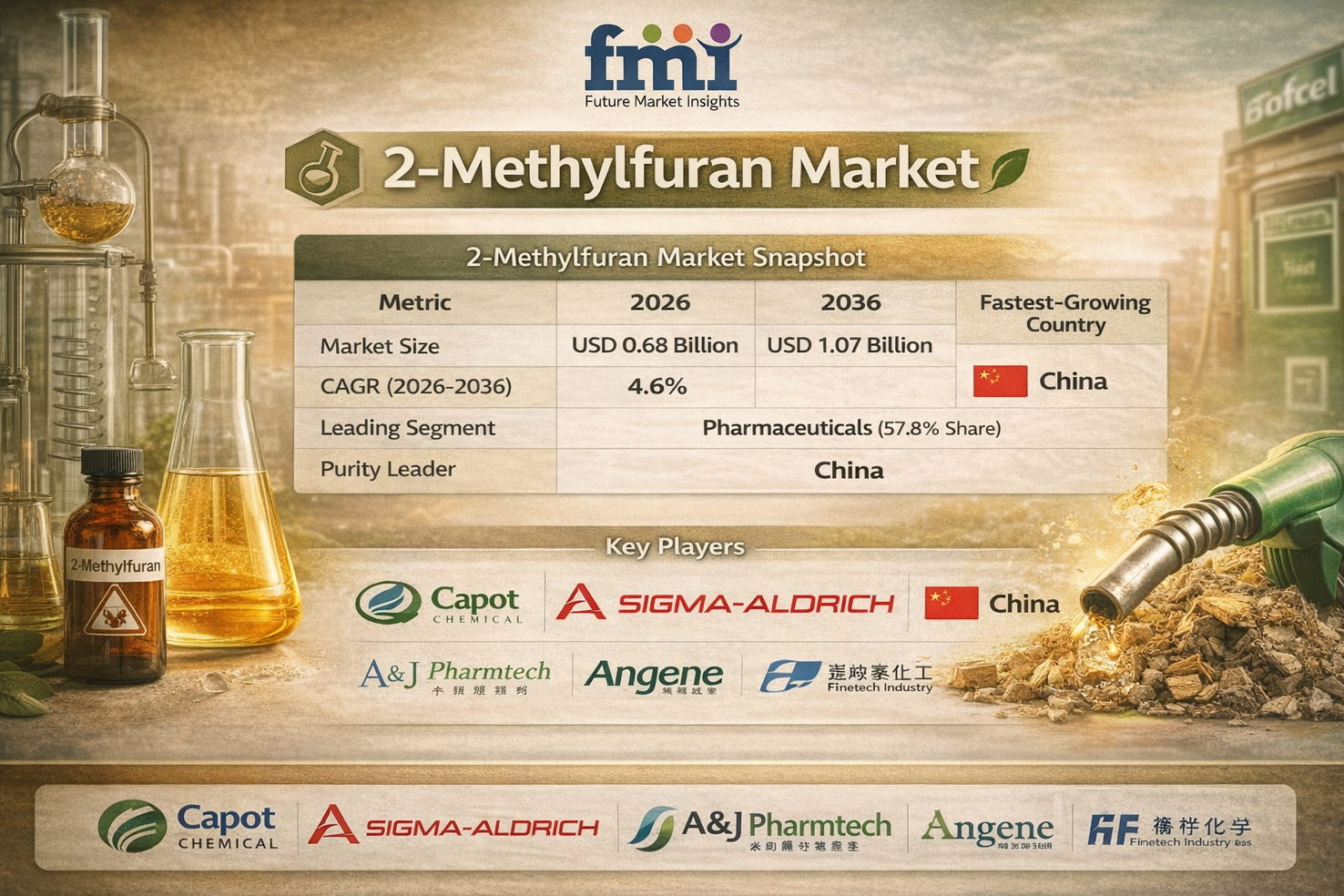Global 2-Methylfuran Market to Reach USD 1.07B by 2036, China Leads with Capot Chemical & Sigma-Aldrich