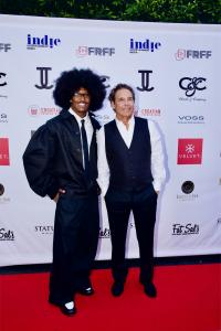(L-R) Ray-Ray McCloud and Jonathan Baker at Jonathan Baker's Annual Oscar Viewing Event, Baker Manor, Beverly Hills Photo Credit: Tshombe Sampson. Images courtesy of Kultura PR International.