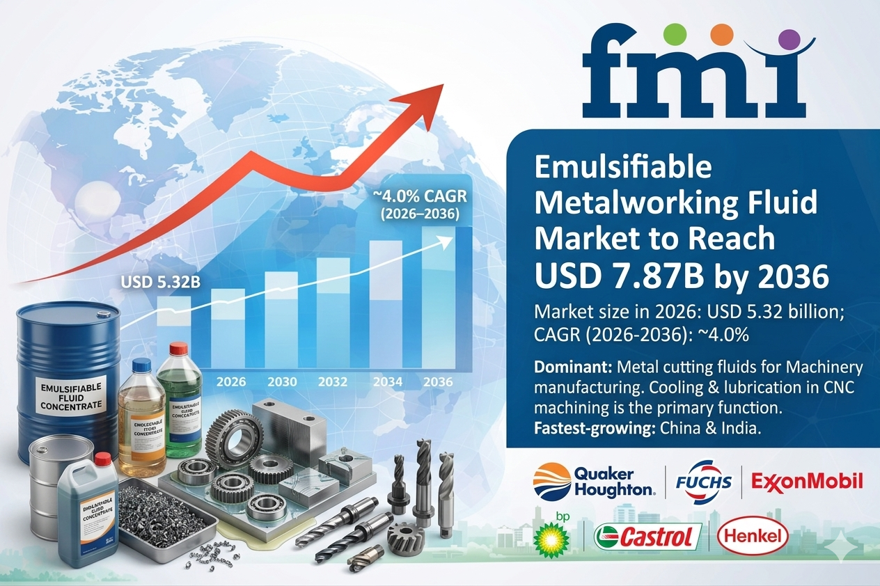 Global Emulsifiable Metalworking Fluid Market to Reach USD 7.87 Billion by 2036, Driven by China & India Growth