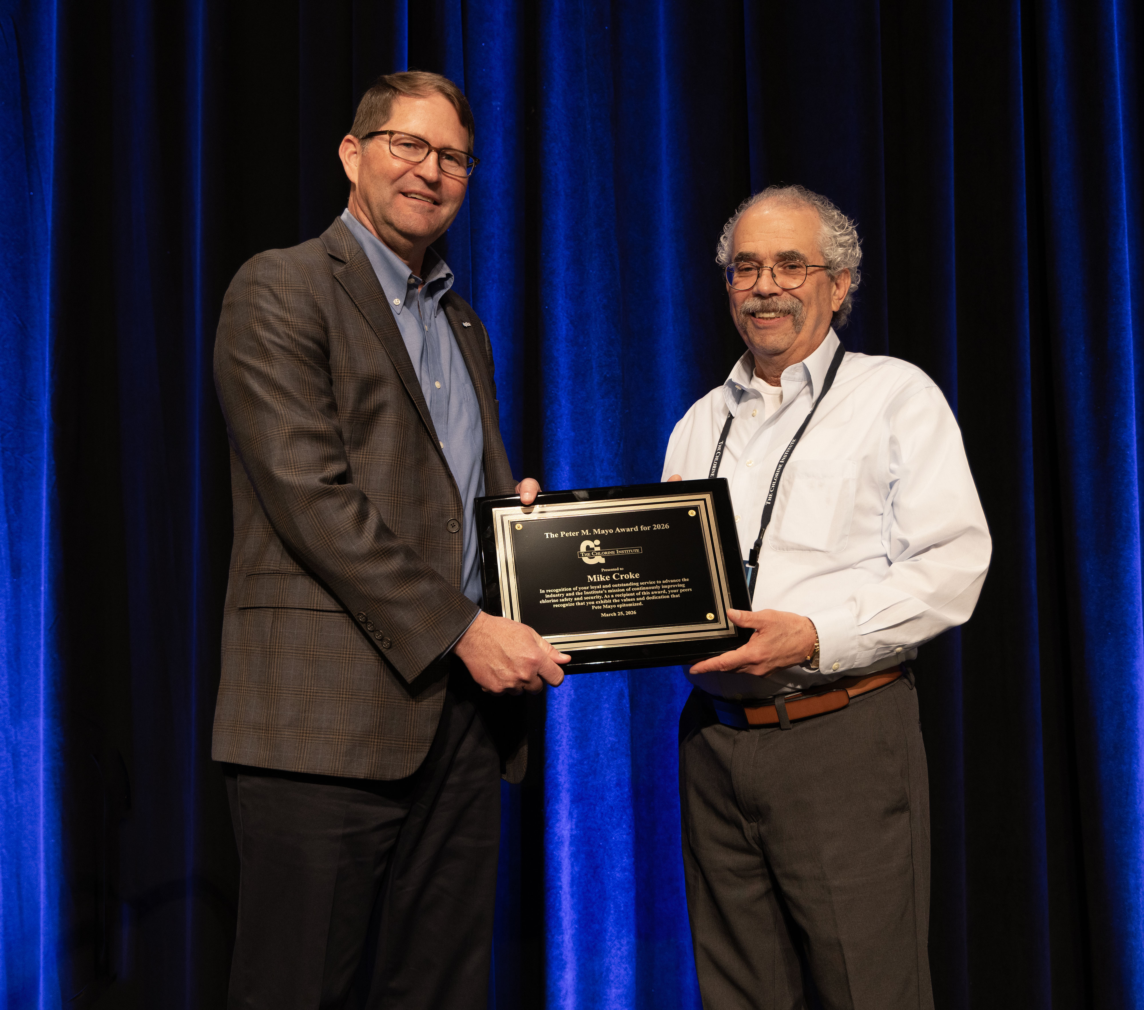 The Chlorine Institute Recognizes Mike Croke with Peter Mayo Award and Names Ken Jones an Honorary Member