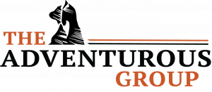 The Adventurous Group logo displayed with a minimal black background and contrasting typography.