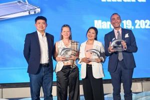 Mr Tan Shizhen, ⁠⁠Lindsay Porter OBE, Ms Zhou Yingying, ⁠⁠⁠⁠Mr Simone Panigada PH.D. (Photo Credit: Pink Dolphin Fund)