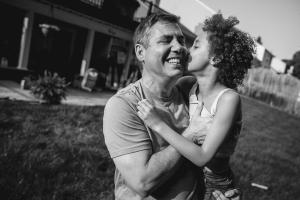A black and white image of Alice Catherine and her father, Tom Tracy