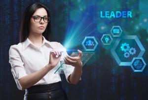 photo health care professional image at large screen with word leadership
