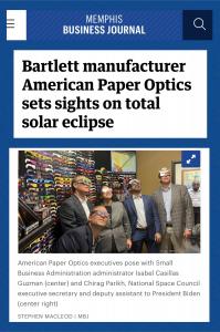 American Paper Optics CMO Jason Lewin wrote the Foreword for “Award-Winning Publicity”, and is featured in this Memphis Business Journal story for their Total Solar Eclipse Glasses campaign.