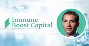 Immune Boost Capital (IBC), the newly formed venture fund of the Arthritis National Research Foundation (ANRF), today announced that Dr The Immune Boost Capital Logo and Sai Nandi appear in front of a blurred lab background