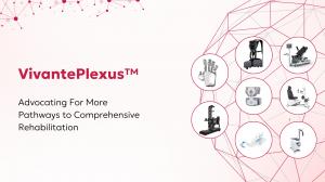 VivantePlexus ecosystem graphic showing interconnected rehabilitation technology products within a network diagram.