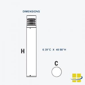 BORB 14-19-24 LED Round Flat-Top Louvered Reflector Bollard Light (Fixture Dimensions)