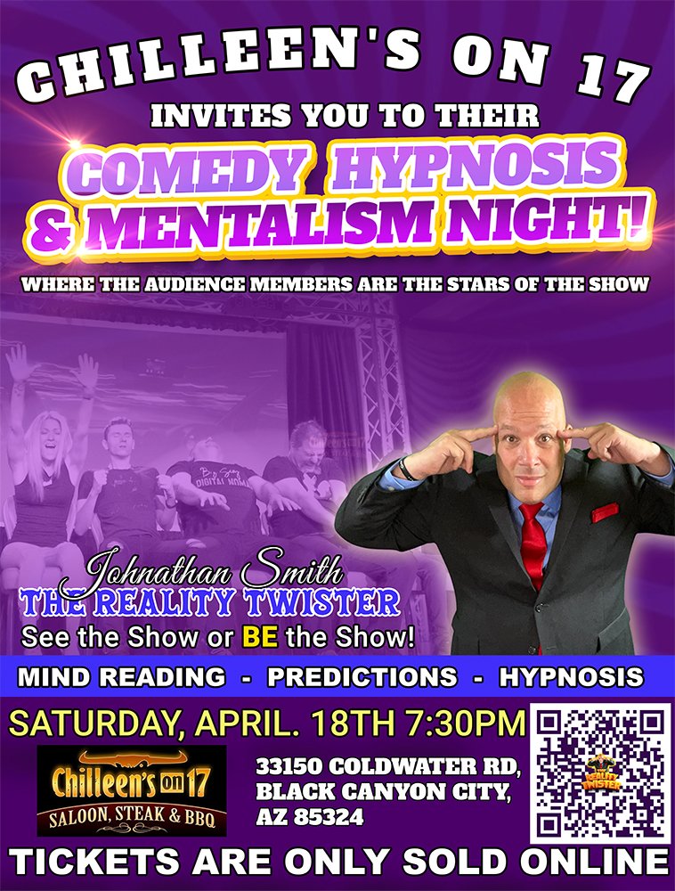 Black Canyon City to Host Live Comedy Hypnosis Show by ‘The Reality Twister’