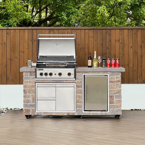78″ Pro Elite 5B Texas Cream Limestone island grill