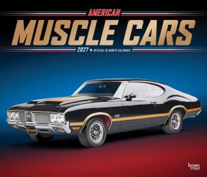 This is the cover image of the BrownTrout Officially Licensed 2027 American Muscle Cars Deluxe Wall Calendar.