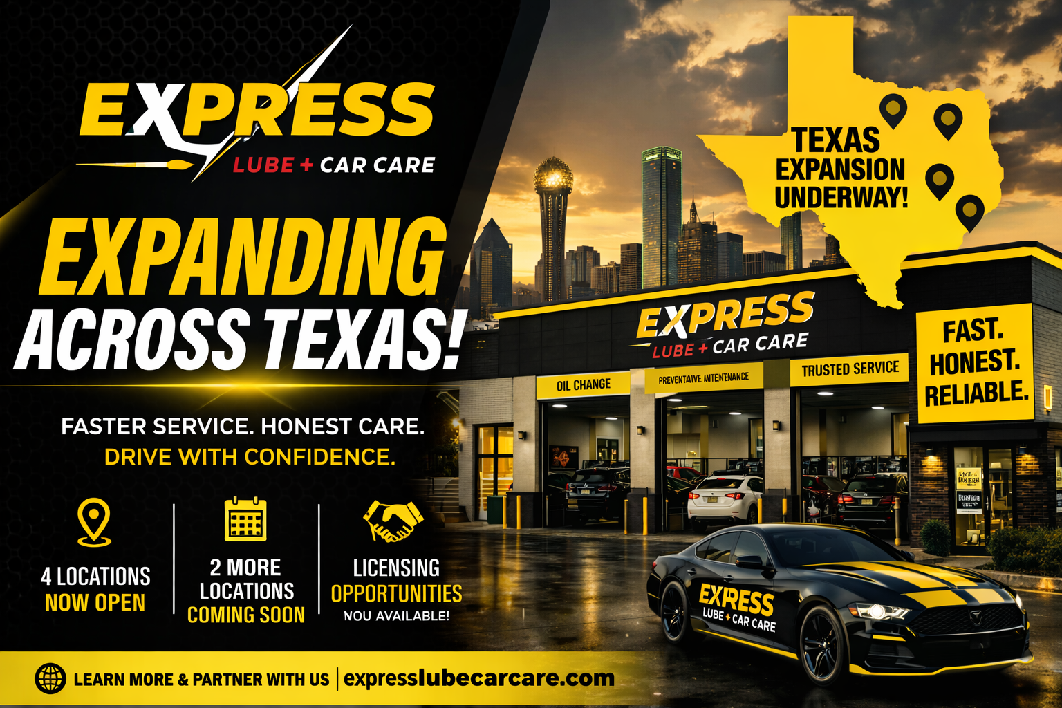 Express Lube & Car Care Expands Across Texas, Announces New Locations and Licensing Opportunities