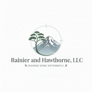 Rainier and Hawthorne, LLC Logo featuring a mountain and tree emblem with the tagline 