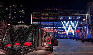 WWE’s iconic seven-story logo sculpture