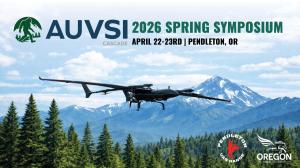 AUVSI Cascade Chapter, Oregon UAS Accelerator, and Pendleton UAS Range Host Two-Day Symposium (April 22 - 23) 7 AUVSI Cascade 2026 Spring Symposium promotional graphic featuring a fixed-wing UAS in flight over an Oregon mountain landscape, with event details April 22–23 in Pendleton, OR and logos for AUVSI Cascade, Pendleton UAS Range, and Oregon UAS Accelerator.