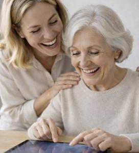 Mom and Daughter playing brain game together