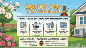 As temperatures begin to rise across Northeast Florida, Handy Dan Heating & Air is encouraging homeowners to prepare their HVAC systems for the increased demands of the spring and summer cooling season through routine maintenance and early system checks Routine spring HVAC maintenance for improved system performance.