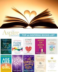 An image of the top 10 inspiring books chosen by Aspire Magazine including The Flow Habit