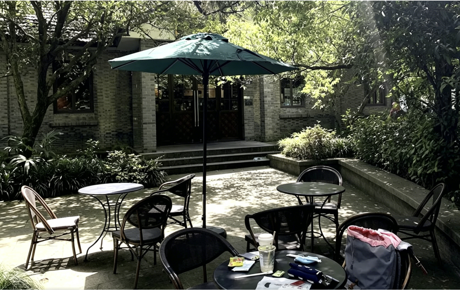 buy starbucks patio umbrella Starbucks] Daily Cream Beige 3-tier dyed polyester delivers reliable UV blocking and moderate rain resistance while maintaining vibrant appearance through multiple seasons of daily use Burpham - Starbucks Giant Umbrella
