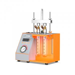 Foxwell JT200 Fuel Injector Tester & Cleaner, featuring spray pattern inspection, graduated test cylinders for flow comparison.