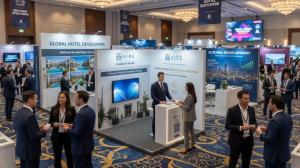 A.I Generated Render of AIREs Exhibition booth at FHS Saudi Arabia