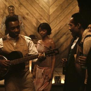 On Set of Sinners Movie : Delroy Lindo, Miles Caton( guitar),Shelby Olivia and PoP Kulture