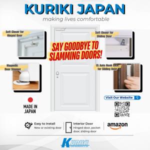 KURIKI Anti-Slam Soft Door Closer – 99 Lbs Load Capacity, Right-Hand Mount, Gray, For Interior Wood & Metal Doors, Made In Japan