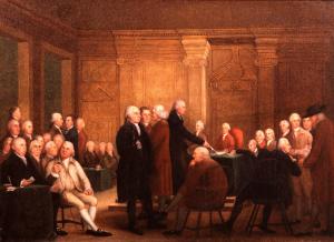 Congress Voting Independence is the first known American depiction of the vote for Independence and considered the most accurate portrayal of the Assembly Room of Independence Hall. It predates John Trumbull's more famous version by three decades.