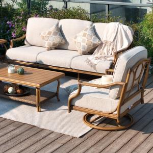 As homeowners increasingly seek hypaethral furniture that combines refined aesthetics with effortless upkeep, Peak Home Furnishings, a leading China-based open-air furniture manufacturer with export expertise, is expanding its lineup of hand-painted, wood-grain aluminum furniture — a category the brand has been developing since its founding in 2016 and one that aligns with what industry analysts identify as the dominant outdoor living trend of 2026 Peakhome-Tamarin conversation set with hand-painted wood-grain frames