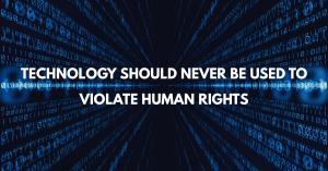 Text overlay on a blue digital code background reads: 